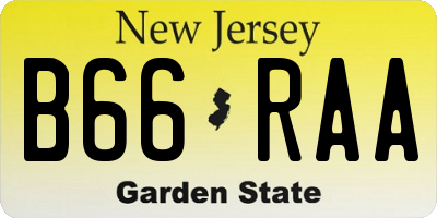 NJ license plate B66RAA