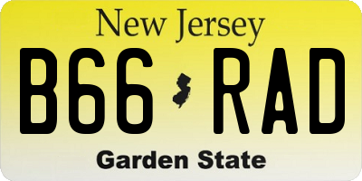 NJ license plate B66RAD