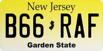 NJ license plate B66RAF