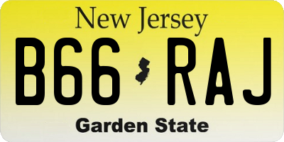 NJ license plate B66RAJ