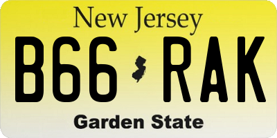 NJ license plate B66RAK