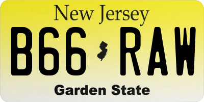 NJ license plate B66RAW