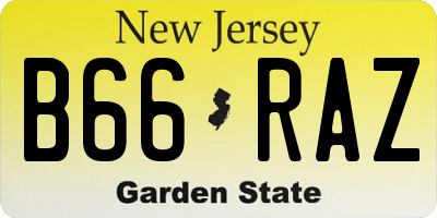 NJ license plate B66RAZ