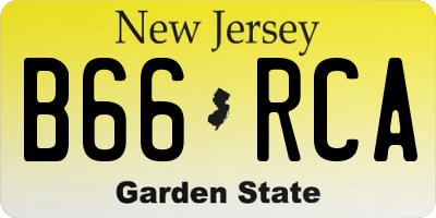 NJ license plate B66RCA