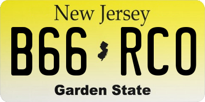 NJ license plate B66RCO