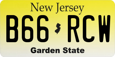 NJ license plate B66RCW
