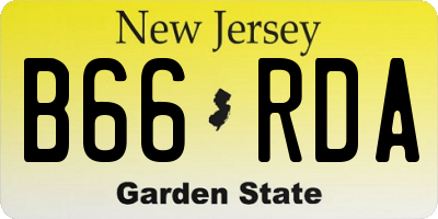 NJ license plate B66RDA