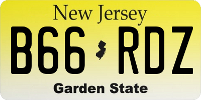 NJ license plate B66RDZ