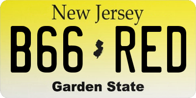 NJ license plate B66RED