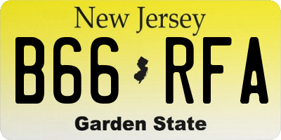 NJ license plate B66RFA