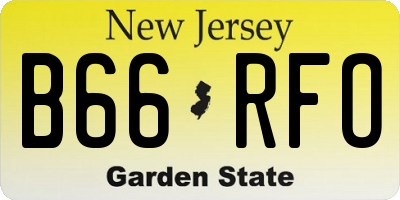 NJ license plate B66RFO