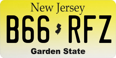 NJ license plate B66RFZ