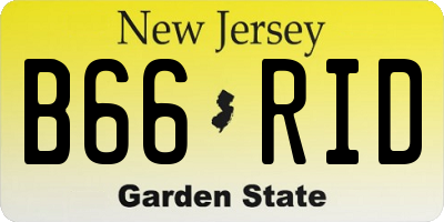 NJ license plate B66RID