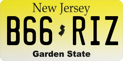 NJ license plate B66RIZ