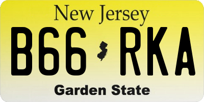 NJ license plate B66RKA