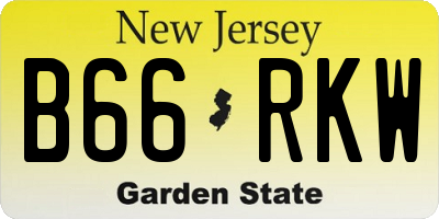 NJ license plate B66RKW