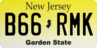 NJ license plate B66RMK