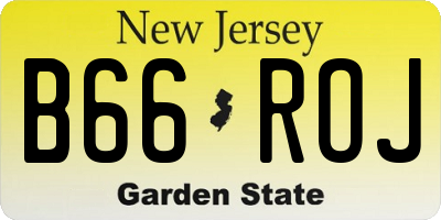 NJ license plate B66ROJ