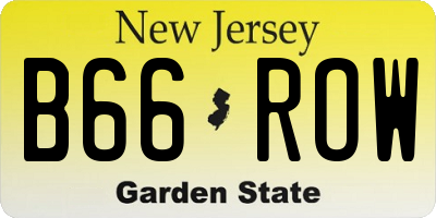 NJ license plate B66ROW