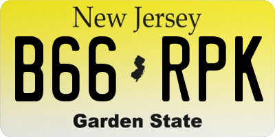 NJ license plate B66RPK