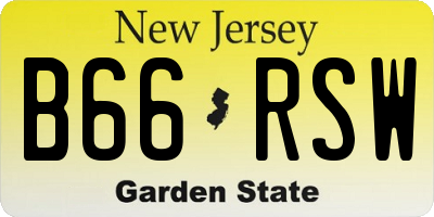 NJ license plate B66RSW