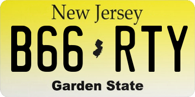 NJ license plate B66RTY