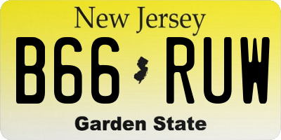 NJ license plate B66RUW
