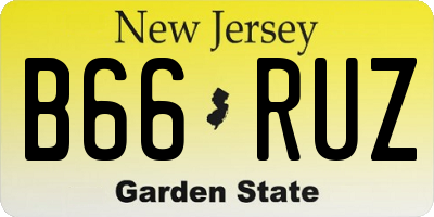 NJ license plate B66RUZ