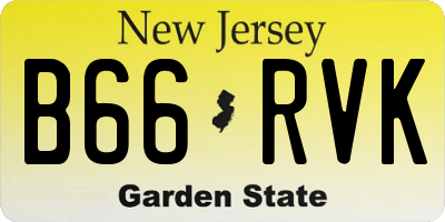 NJ license plate B66RVK