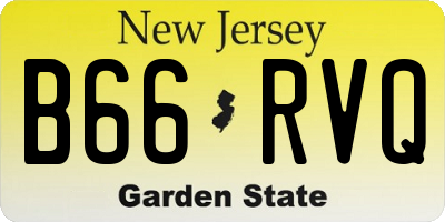 NJ license plate B66RVQ
