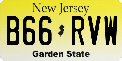 NJ license plate B66RVW