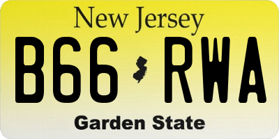 NJ license plate B66RWA