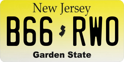 NJ license plate B66RWO