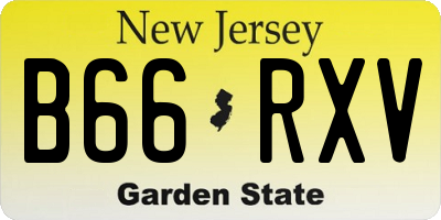 NJ license plate B66RXV