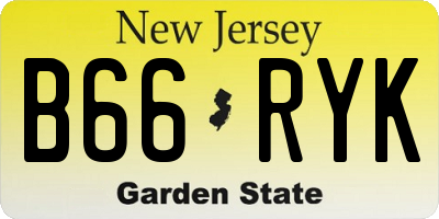 NJ license plate B66RYK
