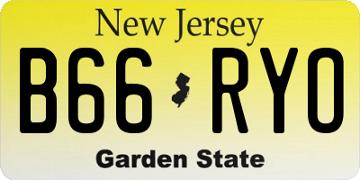 NJ license plate B66RYO