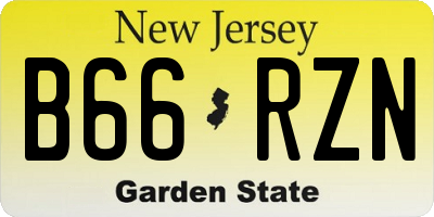 NJ license plate B66RZN