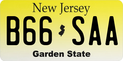NJ license plate B66SAA