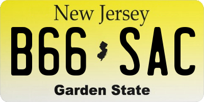 NJ license plate B66SAC