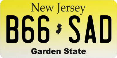 NJ license plate B66SAD