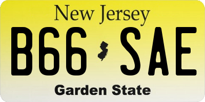 NJ license plate B66SAE