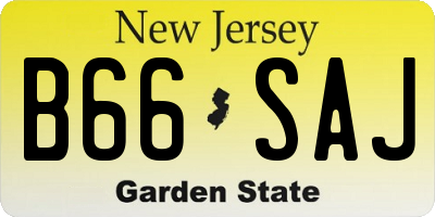 NJ license plate B66SAJ