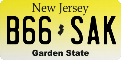 NJ license plate B66SAK