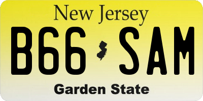 NJ license plate B66SAM
