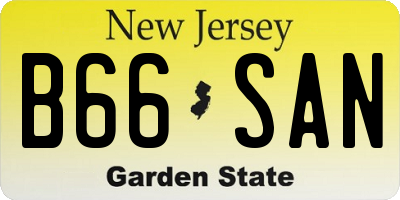 NJ license plate B66SAN
