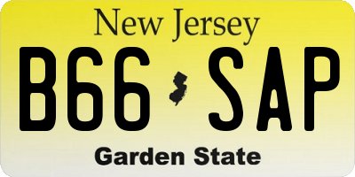 NJ license plate B66SAP