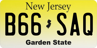 NJ license plate B66SAQ