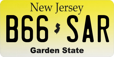 NJ license plate B66SAR