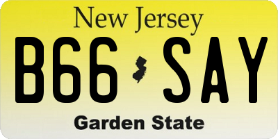 NJ license plate B66SAY