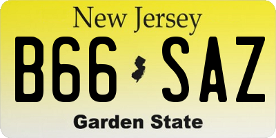 NJ license plate B66SAZ